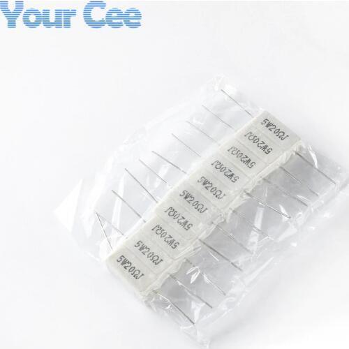 10 pcs Ceramic Cement Resistor Kit 5W 20R 20 ohm 5% Passive Electronic Component
