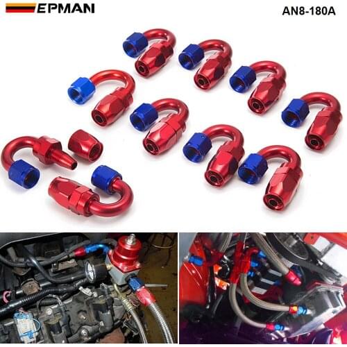 10pcs Universal AN8 8-AN 180 Degree Aluminum Oil/Fuel Line Hose End Fitting AN8-180A