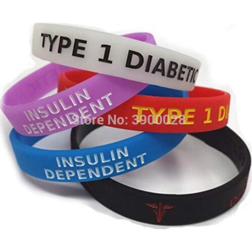 100pc Hot sell TYPE 1 DIABETIC Medicated Wristband diabetes Insulin Dependent MEDICAL AWARENESS ALERT BRACELET