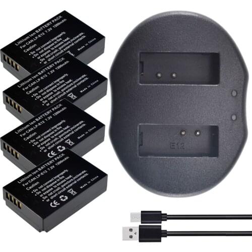 4PACK LP-E12 Battery & DUAL USB Charger For Canon EOS M50 M200 Compact Camera