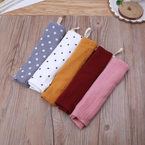 5pcs Baby Facecloth Bath Towel Handkerchief Cotton Burp Cloth Soft Absorbent 4-Layer Gauze Kindergarten Stars Dots