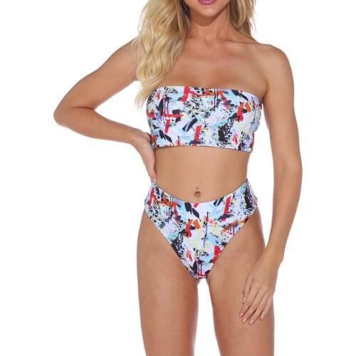 Tie Dye Bikini 2021 Bandeau Swimwear Swimsuit Women High Waist Bikini Set Summer Bathing Suit Female Beachwear Купальник #T4G