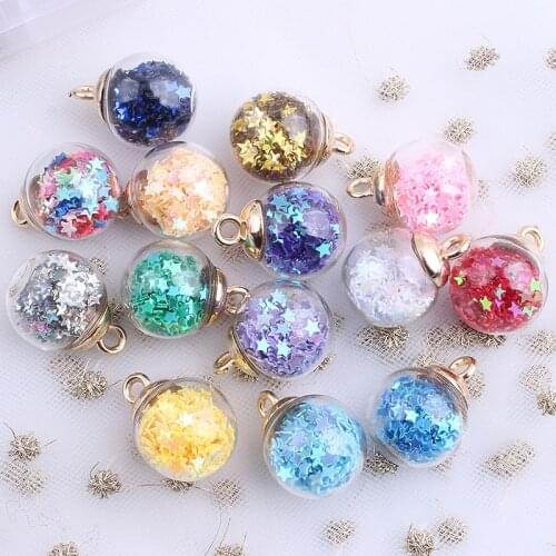 10pcs 21x16mm Magic Ball Transparent Glass Beads Transparent Pendant Pentagram for Christmas Decoration