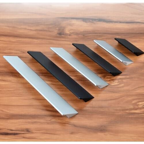 Black Silver Gold Hidden Cabinet Handles Aluminum Alloy Kitchen Cupboard Pulls Drawer Knobs Door Furniture Handle Hardware