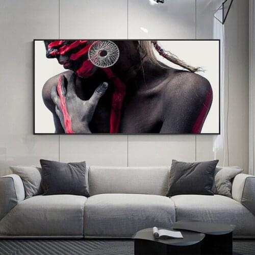 Black Red Nude Dancing African Art model Woman Modern Wall Art Prints Scandinavian Picture Canvas for porch home hotel Decor