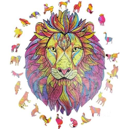 Wooden Jigsaw Puzzle Mysterious Lion Jigsaw Puzzle Laser Cut Wooden Jigsaw 122/156/211PCS 3D Puzzles Xmas Christmas Gift For Kid