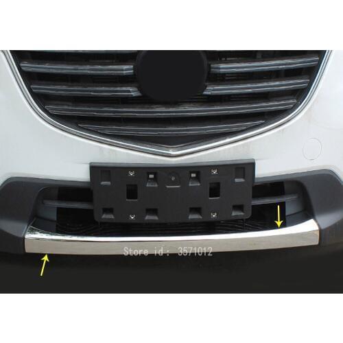Car Cover Detector ABS Chrome Trims Front Bottom Grid Grill Grille Bumper Edge Part 1pcs For Mazda CX-5 CX5 2013 2014 2015 2016