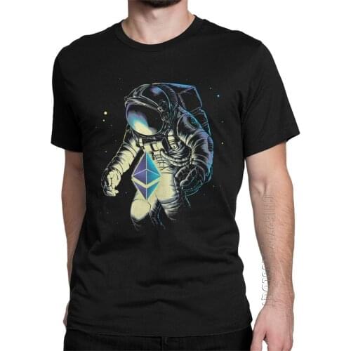 Space Ethereum T Shirt Men Cotton T-Shirt Stars Galaxy Sci Spacesuit Spaceman Astronaut Funny Tees Male Tshirt Tops Gift Idea