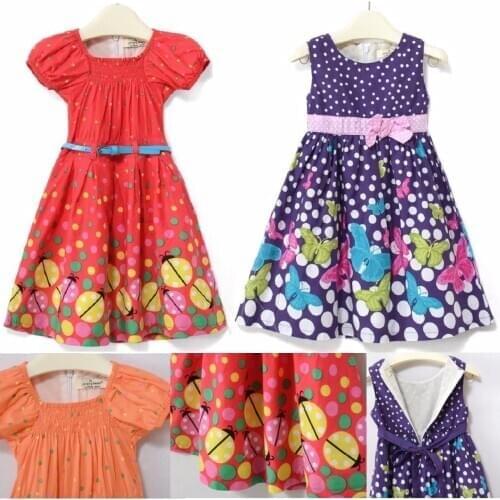 Hooyi Fashion Girls Dress 2018 Summer 2 3 4 5 6 7 8 9 10 Years Children Sundress Princess Butterfly Polka Dot Girls Jumpers
