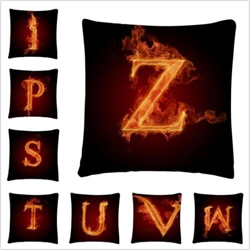 Flame cool alphabet pattern Linen Cushion Cover Pillow Case for Home Sofa Car Decor Pillowcase 45X45cm