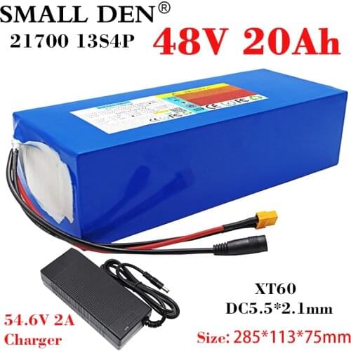 48V 20Ah 21700 Lithium Battery pack 13S4P 800-1200W High Power 54.6V Electric bicycle Scooter Moped cell With 25A BMS+2A Charger