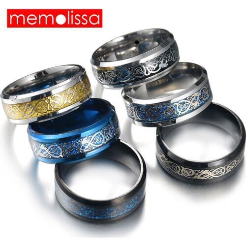 MeMolissa Jewelry New Punk ring for lover Vintage engagement Dragon steel Ring for Men & women Wedding rings