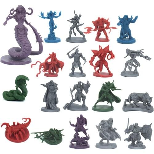 TRPG Board game miniatures Sword magic human elf drawf warrior warlock mage heroes enemies evil serpent dungeons monster models