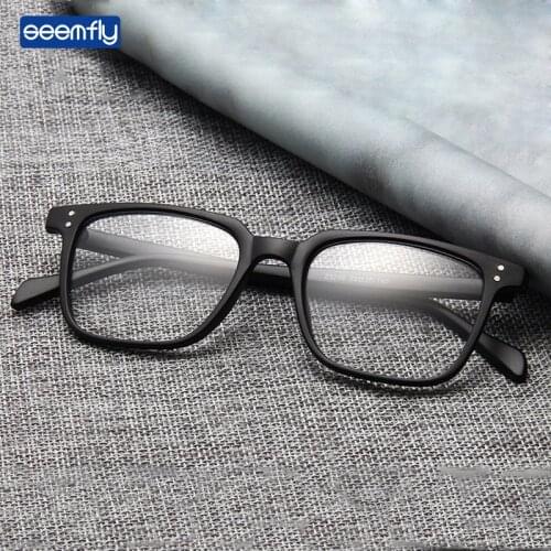 Seemfly Vintage Square Glasses Frame Colorful Comfortable Plain Eyeglasses Ultralight Frame Optical Sepectacles For Men Women