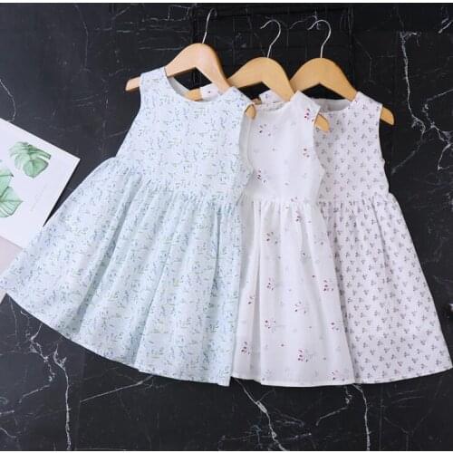 Girl Clothing New Summer Girl Butterfly Printing Dress Girl Summer Floral Princess Dresses Sleeve less Clothing 6 P/L