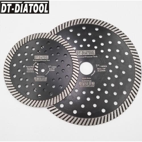 DT-DIATOOL 2pcs 125+180mm Diamond Blade Narrow Turbo Multi Hole Saw Blade for Granite Marble Cutting Disc Bore: 22.23mm