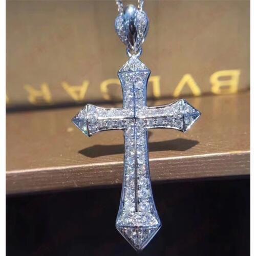 925 Sterling silver Cross Pendant Pave AAAAA Cz Stone 2019 New Cross Pendant Necklace for Women Men Party Wedding jewelry