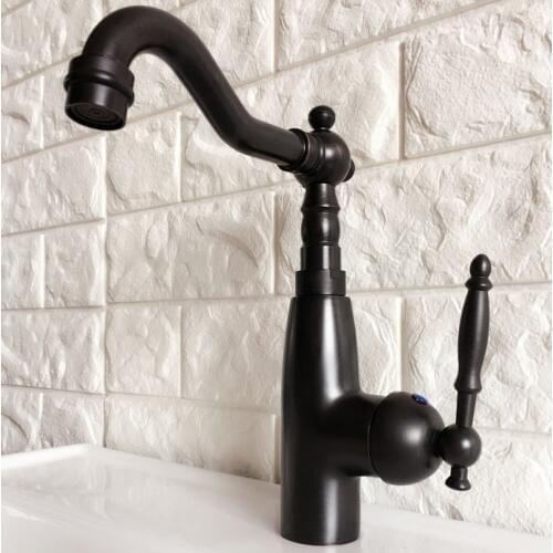 Swivel Spout Water Tap Oil Rubbed Black Bronze Single Handle Single Hole Kitchen Sink & Bathroom Faucet Basin Mixer Tap anf374