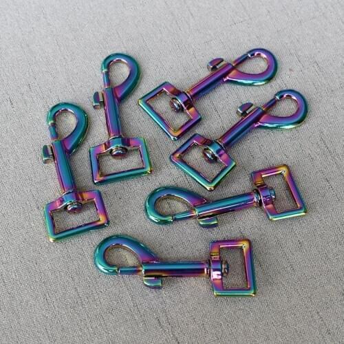 100 Pcs/Lot 20mm Colourful Metal Carabiner Clip Swivel Trigger Dog Buckle Key Ring Hooks DIY Craft Lobster Clasp Accessories
