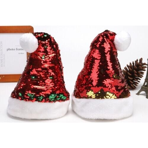 2020 Natal Party Santa Claus Sequins Hats Caps Christmas Decoration of Adult Childrens Hats XMAS New Years Girls Party Gifts