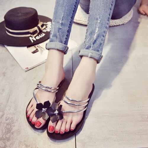 Size 35-40 Womens Flip Flops Summer Femmes Flowers Flats Slippers Shoes Ladies Floral Beach Sandals Bohemia Slides 2021