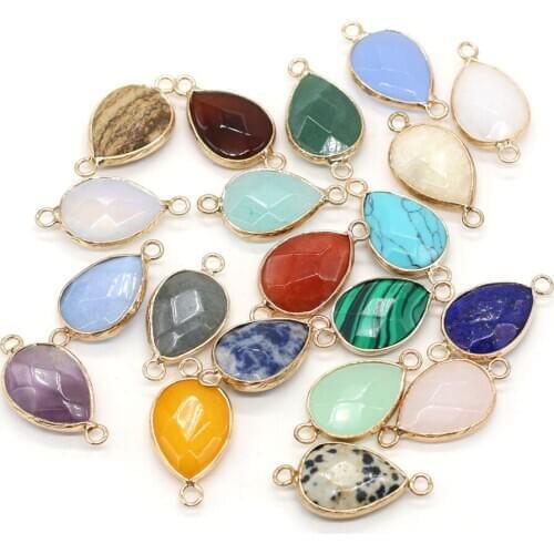 Natural Stone Pendant Connectors Crystal Agates Turquoises Amethysts Stone Link Charms for Jewelry Making Necklace DIY 1 Pcs
