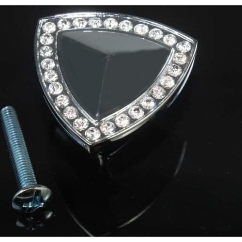 Modern fashion glass diamond furniture knobs Shiny silver drawer cabinet pull knob Chrome dresser cupboard door pull handle 35mm