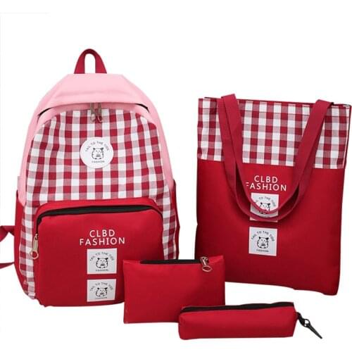 Weysfor 4pcs/set Backpack Fashion Women Backpack Canvas Shoulder Bags Girl School bag Mochilas Female Children Student Backpack