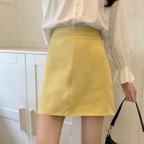 Womens High Waist Skirt Solid Color Hip A-line Short Skirt 2021 Summer Fashion Cute Kawaii Skirts