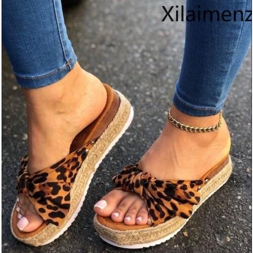 Women Summer Sandals Mid Heels Sandals Plus Size Wedges Shoes Woman Sweet Bowties Slippers Sandalias Mujer Sapato Feminino
