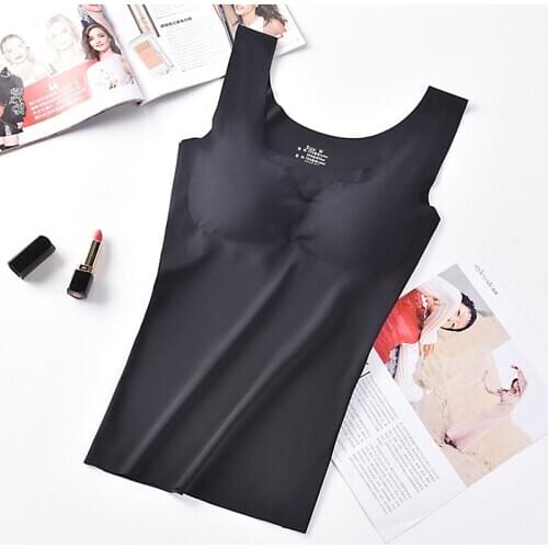Women Seamless Padded Vest Ladies Ice Silk Tank Top Wireless Paded Lingerie Push Up Crop Tops Female Comfortable Sleepwear