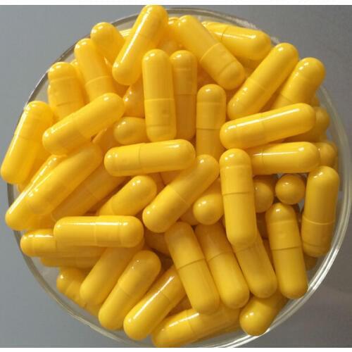 0# 200pcs! Yellow-Yellow colored empty capsules size 0,hard gelatin empty capsules size 0(joined or seperated capsules)