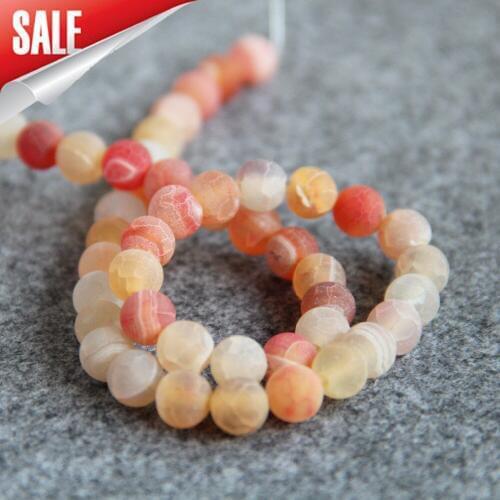 2021 For Necklace Bracelet 8mm Multicolor Stripe Red Natural Frosted Onyx Beads Round DIY Loose Carnelian Fashion Jewelry Making