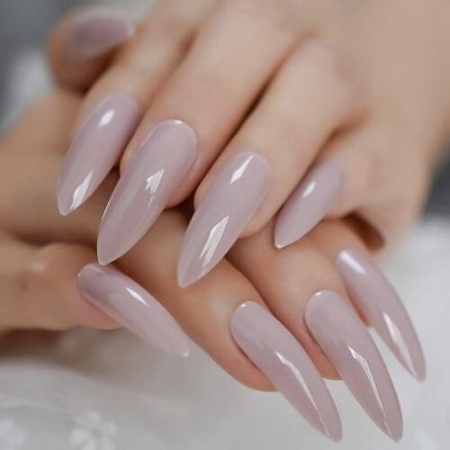 24Pcs Extra Long Stiletto Shape Pure Color Nail Tips Wholesale Full Cover Nails Gels Nails Artificial False Nail