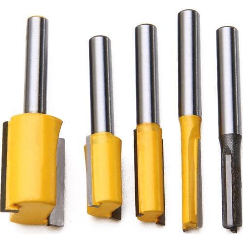 5Pcs/set 1/4'' Shank Straight Dado Router Bit Set Milling Cutter For Woodworking Trimming Cutter