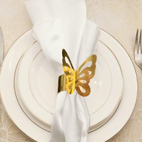 50PCS Butterfly Laser Cut Paper Napkin Ring Napkin Buckle Holders Wedding Banquet Dinner Christmas Home Party Table Decoration