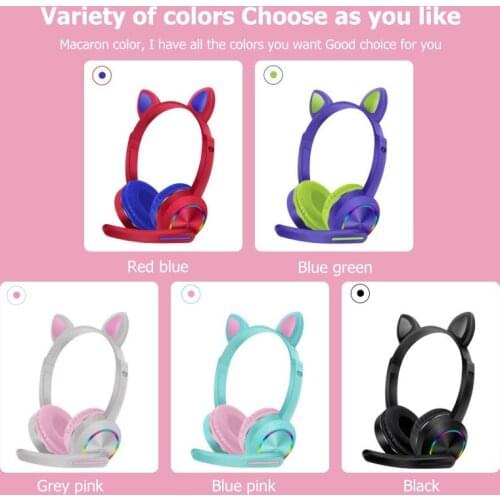 AKZ-K23 Headphone Cute Cat Ear Wireless Bluetooth Stereo Sound Headset With Microphone Foldable Easy To Carry Headsets