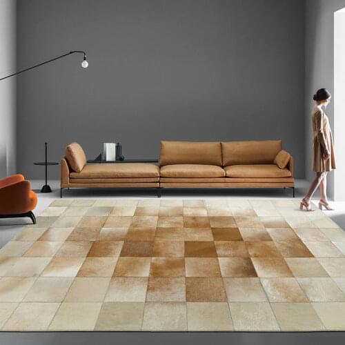 American Style Cowhide Patchwork Rug Big Size Genuine Cow Skin Fur Carpet Plaid Decorative Living Room Rug