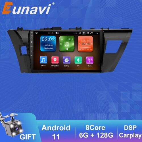 Eunavi 4G 64G Android 10 Car Radio Multimedia Video Player For Toyota Corolla E170 E180 2013 - 2016 Navigation GPS no 2 din dvd