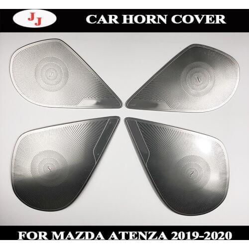 For MAZDA ATENZA 2019 2020 Car stainless steel auto horn cover car door speaker audio horn acoustics sound trim