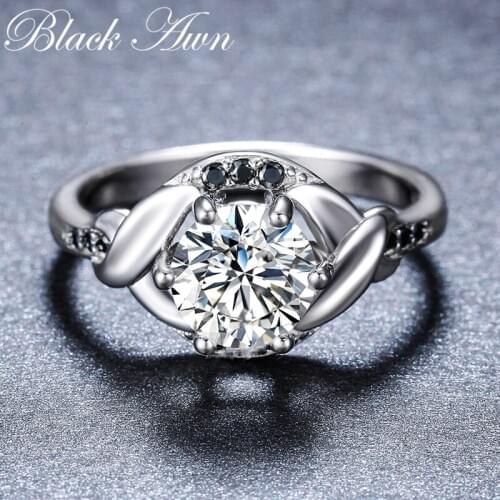 [BLACK AWN] Cute Real 925 Sterling Silver Finger Ring Wedding Rings for Women Flower Sterling Silver Jewelry GR076