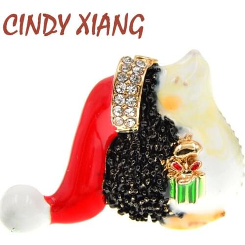 CINDY XIANG New Cute Hedgehog Brooch Pins Fashion Red Hat Rhinestone Crown Brooches For Women And Men Animal Jewelry Funny Gifts