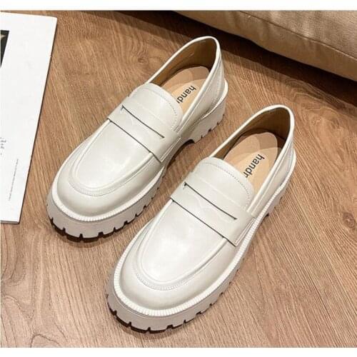 Spring Autumn Shoes Female British Style 2021 New Thick-soled College Style Casual Loafers Genuine Leather Fashion Shoes Girls