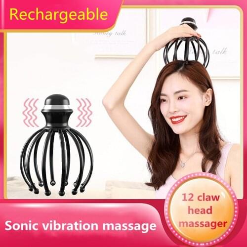 12 Claw Electric Head Massager Vibrating Head Massage Scalp Relaxation Octopus Acupoint Massager Relieve Fatigue Promote Sleep