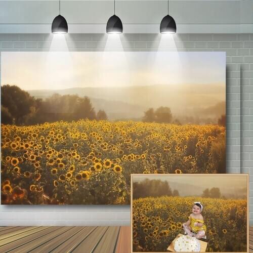 Sunflower Valley Backdrop Photography Girl Spring Children Background Portrait Painting Photocall