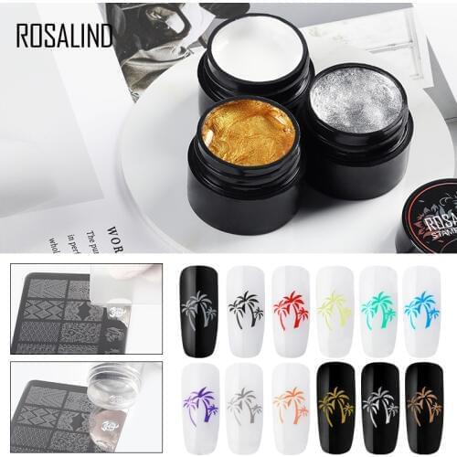ROSALIND Nail Art Stamping Gel Plate Gel Varnish 5ml Extension Printing Oil Semi permanent Gel Nail Polish Set for Manicure