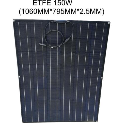 Total Black flexible solar panel ETFE 150W 24v battery charger, semi flexible solar panel, mono solar cell