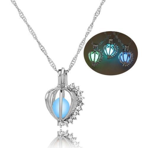 Halloween Glowing Locket Pumpkin Glow Gem Stone Bead Crystal Pendant Necklace Glow In The Dark Jewelry Gifts
