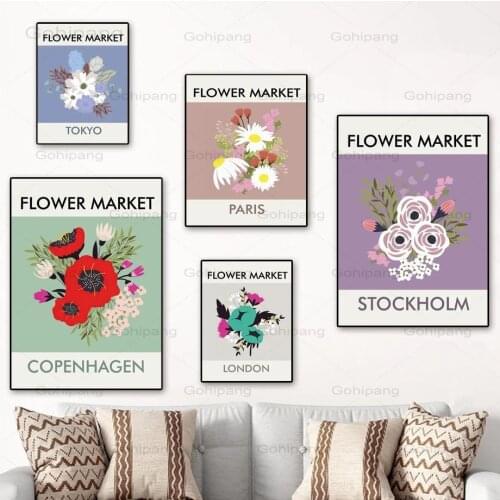 Canvas Painting Flower Market Vintage Posters And Prints Abstract Matisse Canvas Painting Wall Pictures For Living Room Decor