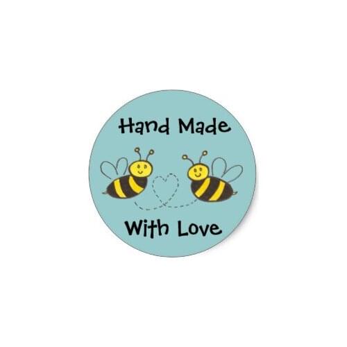 3.8cm Honey Bees with Heart Classic Round Sticker